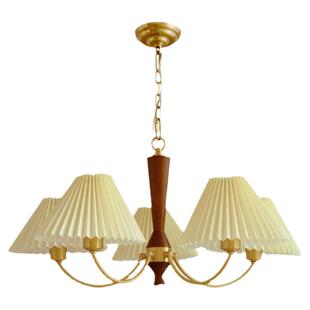 全铜客厅吊灯百褶创意餐厅卧室实木日式复古吊灯温馨浪漫民宿灯具