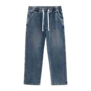 190加绒加厚加长裤子男高个子冬季青少年复古牛仔裤男款直筒120CM