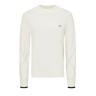 仿佛修身羊毛针织衫女圆领套头