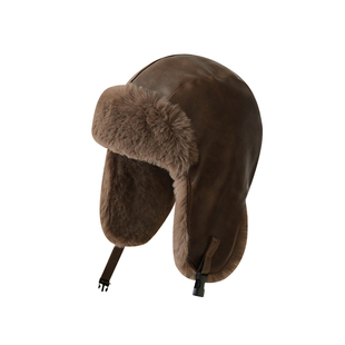 男士雷锋帽冬季加绒防寒护耳帽男女东北户外骑行保暖帽pu皮绒帽子