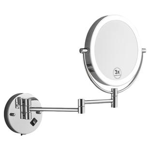 壁挂式LED化妆镜 带灯光双面浴室伸缩镜卫生间折叠镜子放大免打孔