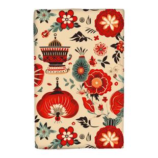 国风红色花纹个性文艺笔记本A5布面书衣a6书皮手帐可定制