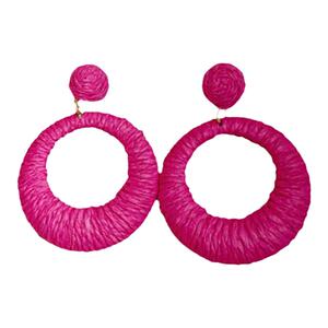 欧美夸张玫红色耳环小众设计感气质耳钉轻奢高级感耳坠高端耳饰女