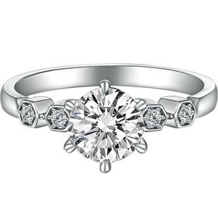 DEINO黛诺钻石戒指女一克拉人工培育钻戒圆形六爪河南订婚结婚