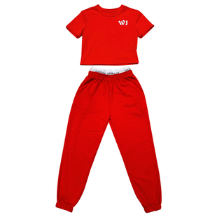 泫雅风同款打歌服红色露脐高腰薄款爵士舞蹈套装女上衣嘻哈街舞服