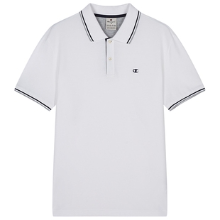 Champion冠军T恤女春季情侣短袖撞色polo衫纯色休闲翻领上衣男潮