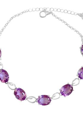 925纯银镶嵌纯天然紫水晶手链女