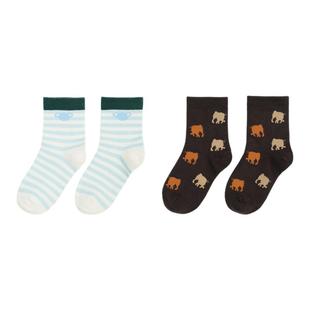 whitewheat儿童2025秋季新款袜子春秋休闲透气女童男宝条纹袜