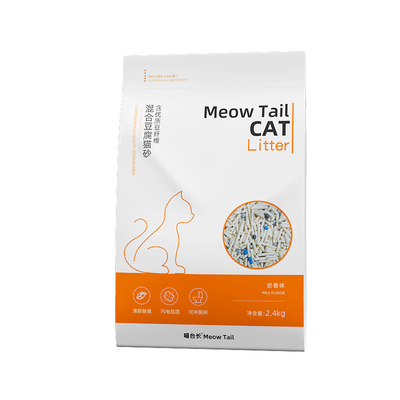 喵台长猫砂豆腐砂奶香味除臭低尘可冲马桶大包2.4公斤混合型猫沙