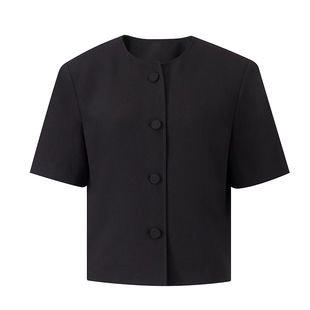 Not EVEN 法式复古老钱风抗皱极简百搭高级感短袖西装外套女短款