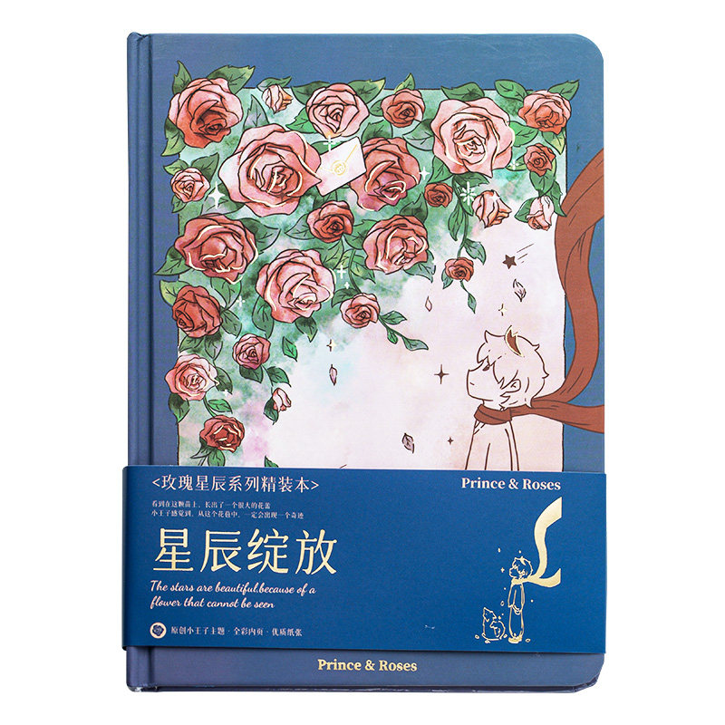 玫瑰星辰小王子手帐本简约ins风创意高颜值手账本文艺精致笔记本子小学生可爱少女心高级感女孩全彩页日记本