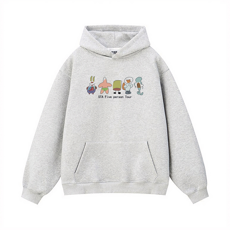 STA旗舰店美式潮牌小众设计感连帽卫衣男女秋冬季加绒灰色外套