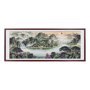 源远流长山水画聚宝盆风水靠山画客厅装饰画办公室国画西墙壁挂画