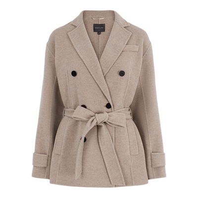 MARYLING玛俪琳2025秋冬新品经典知性燕麦色短大衣外套A1FHW90190