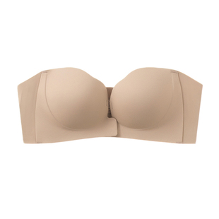 OEING前扣聚拢内衣女无肩带小胸显大防滑裹胸抹胸隐形粉底液文胸