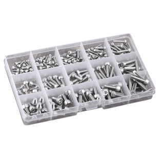不锈钢304螺丝螺母套装组合盒装M3M4M5家用平头圆头自攻维修螺钉