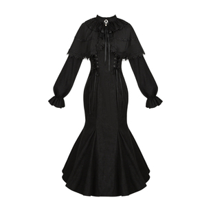 【失梦者】withpuji原创设计假两件披肩鱼尾裙短款连衣裙双子秋冬