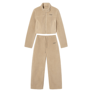 EPTISON美式复古风套装女2025冬季新款软糯摇粒绒时髦显瘦两件套