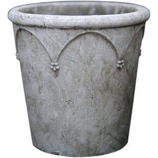 欧式浮雕雕花杯形粗红陶做旧复古地中海金杯奖杯大花盆土陶盆