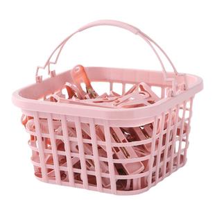 30个装防风夹晾衣夹内衣袜子塑料小夹子带收纳篮被子衣服晾晒夹