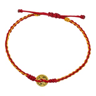 【店铺专属】18k金单龙鳞钱币手绳女轻奢时尚百搭红绳【QL07504】