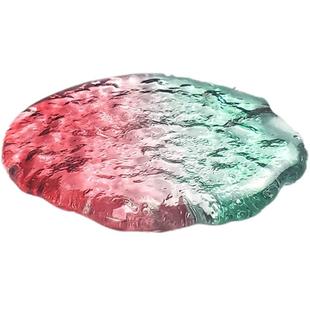 冰块手工茶杯垫七彩透明玻璃杯垫ins简约隔热垫子小茶碟水晶平碟