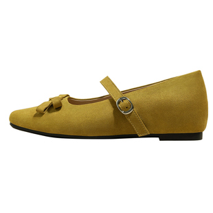黄色蝴蝶结内增高单鞋2026新款春季百搭芭蕾玛丽珍鞋软底轻便女鞋