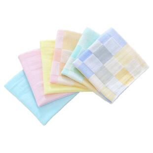 7条双层纯棉纱布小方巾童巾柔软速干口水巾幼儿园素色儿童小毛巾