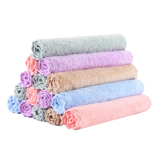 依明洁 方巾吸水毛巾柔软面巾 擦手多用途小毛巾 混色10条 颜色随