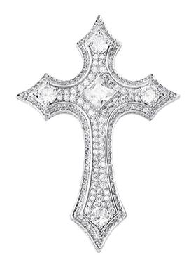 欧美INS复古十字架吊坠满锆石个性潮人嘻哈男女蹦迪毛衣项链