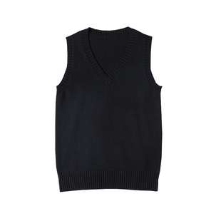 jk制服针织老头衫背心日系学院风纯色V领无袖马甲百搭套头毛衣女