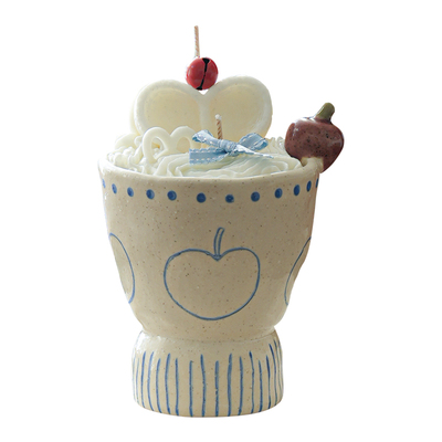 fourmeals手绘蓝边苹果香薰蜡烛