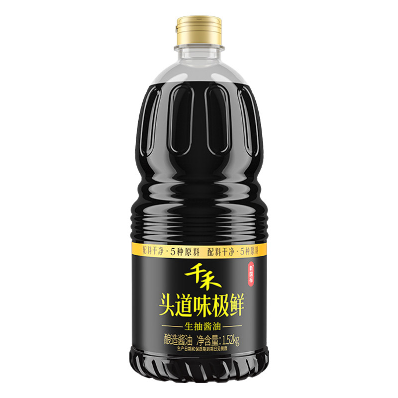 千禾头道味极鲜1.52kg零添加粮食酿造家用烧菜调味生抽酱油