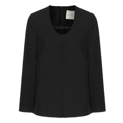 蝴蝶细结U形领开衩飘袖上衣