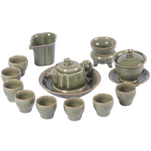 空山新雨高档功夫茶具套装家用茶碗龙泉青瓷仿越窑泡茶壶盖碗茶杯
