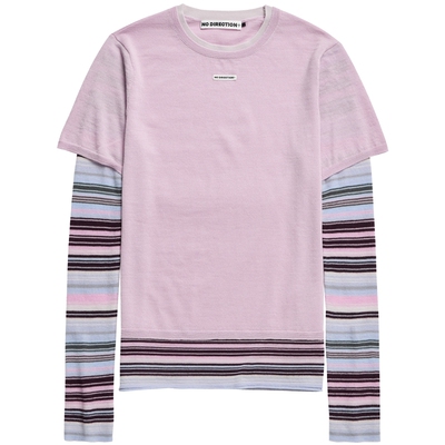 NO DIRECTION+假两件条纹针织衫N610107620A