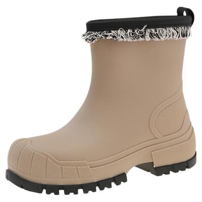 日系短筒厚底防水防滑女雨靴