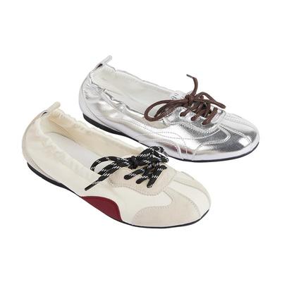 平底芭蕾舞鞋银色德训单鞋