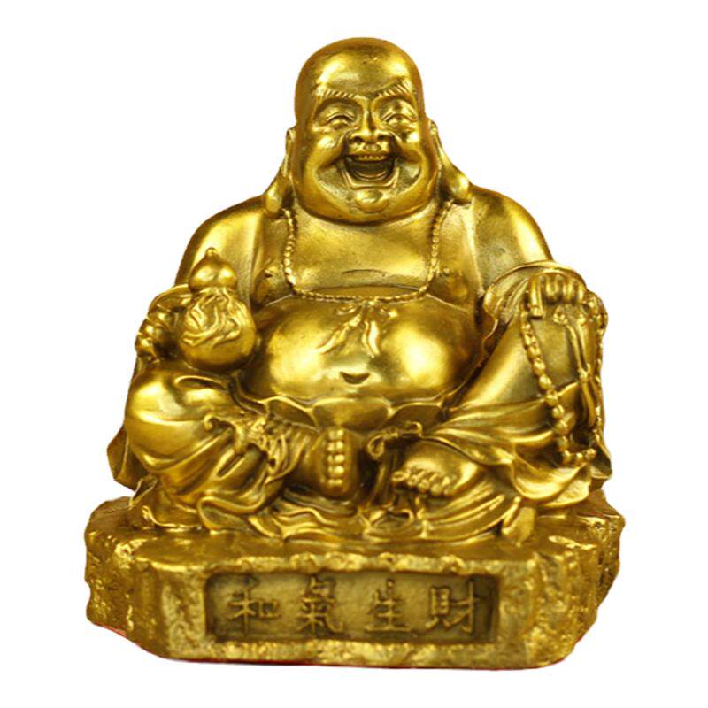 久鉴 铜弥勒佛摆件 笑佛 大肚佛 坐莲弥勒佛居家办公装饰桌面佛像
