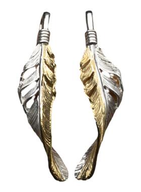 HB扭曲半金半银小羽毛吊坠