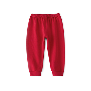 儿童红色秋裤纯棉男童保暖裤线裤宝宝马年大红裤子新年衣服过年