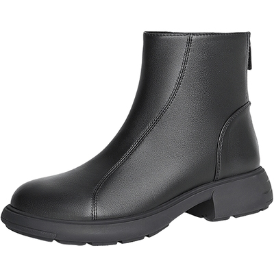 森达超软羊皮弹力靴女鞋冬款商场同款百搭厚底增高休闲短靴XCR01