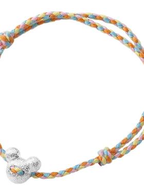 s925纯银米奇头手工编绳手链女