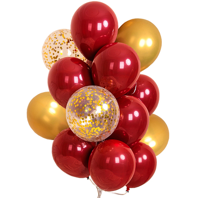 双层宝石红气球装饰结婚周岁布置