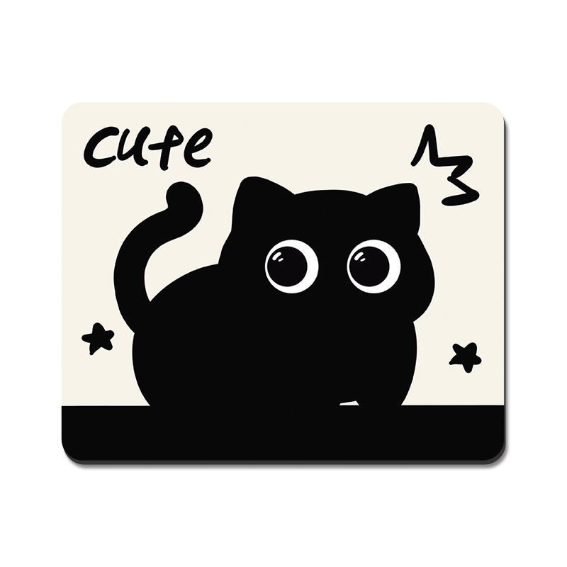 简约黑猫鼠标垫创意可爱男女生办公家用电脑键盘垫趣味学生桌面垫