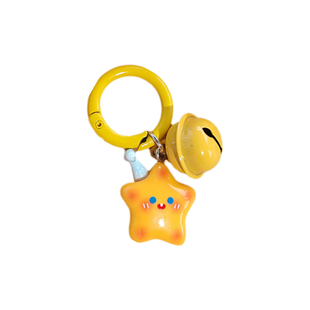 可爱圆扣星星铃铛钥匙扣卡通挂件包包挂饰diy配饰男女情侣小挂件