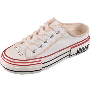 网红同款乞丐鞋帆布鞋女半拖套脚一脚蹬2025新款春无后跟懒人鞋