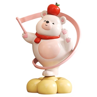 可爱小熊旋转摆件玄关电视柜桌面装饰品直播间摆设节日礼物送朋友