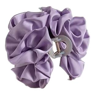 韩国发夹后脑勺头饰紫色花朵抓夹女新款高级感绸缎头花大号发饰夏