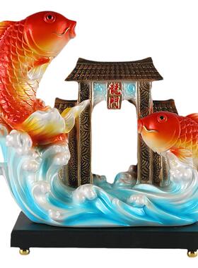 新中式鱼跃龙门高档招财摆件玄关酒柜电视柜家居客厅装饰乔迁礼品